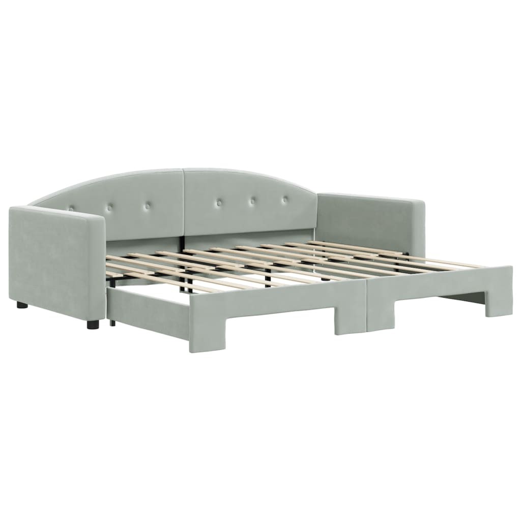 vidaXL Divano Letto con Letto Estraibile Grigio Chiaro 90x190 Velluto foto 2