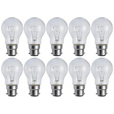 40w Light Bulbs Incandescent GLS Bayonet B22 BC Old Style Clear Light Bulbs x 10