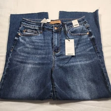 New Judy Blue Dark Wash High Waist Wide Leg Cropped Jeans Size 7/28 JB88873DK
