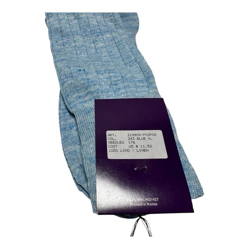 Ralph Lauren Purple Label Mens Made In Italy 100% Linen Casual Dress Socks Blue - Picture 4 of 5