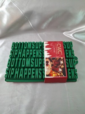 New Cook With Color Party Silicone Ice Mold Words ''Bottoms up'' & ''Sip Happens''