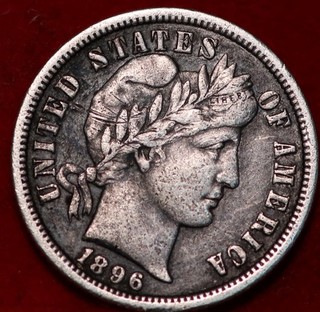 1896 O New Orleans Mint Silver Barber Dime