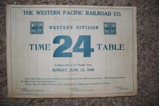 Western Pacific Railroad Employee Timetable 24 June 12, 1938 Western Division