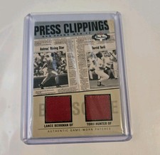 2003 Box Score Press Clippings Dual Patch Lance Berkman Torii Hunter Relic /150