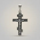 925 Sterling Silver Orthodox Crucifix Cross Pendant Jesus Christian Jewelry