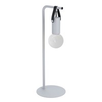 Tischlampe Nachttischlampe Stahl, Leder In Grau, Schwarz E27 Fassung