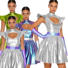 Women Set A-line Costume Cutout Dress Suit Cosplay Robot Outfits World Boards