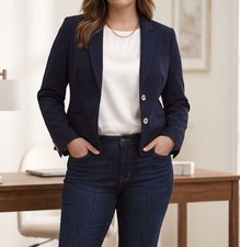 TOMMY HILFIGER Womens Blazer Stretch Navy Blu...