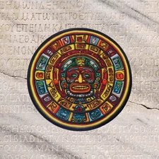 MAYAN DOOMSDAY CALENDAR PATCH embroidered iron-on AZTEC SUN STONE PIEDRA DEL SOL