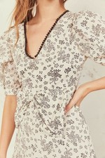 Loveshackfancy Dominique Dress Floral Printed Lace Bow Dot Embroidered NWT SZ P