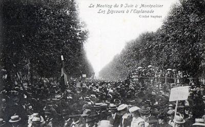 CPA 34 MONTPELLIER LE MEETING DU 9 JUNI A MONTPELLIER LES DISCOURS A L'ESPLANADE