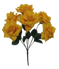 Yellow Microfiber Large 6-4" Rose 14" Bush Silk Flower Home Furnishing Art Craft
