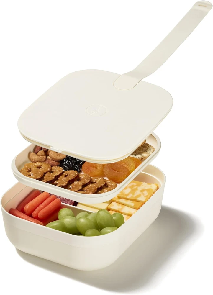 Porter Bento Lunch Box, 3 Compartment Bento Box Portable Adult Lunch Box with Sn
