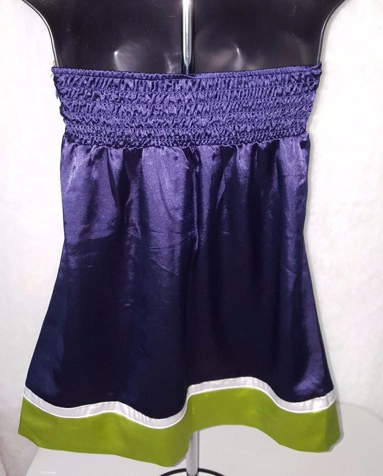 Blusa Charlotte Russe Feminina Tamanho M Média Azul Verde Seda Branca - Imagem 4 de 4