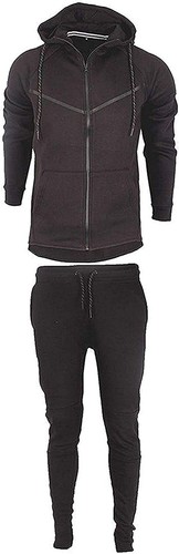 Mens Zipper Hooded Tracksuit Casual Outfit Long Sleeve Sports Jogging Sweat Suit - Picture 4 of 6