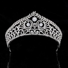 Luxury All CZ Cubic Zirconia Classical Queen Princess Tiara Crown For Women