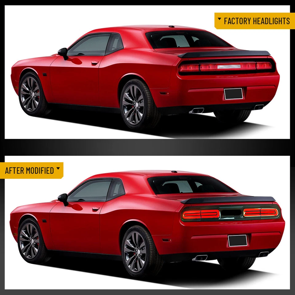 LED Red TailLights Rear Lamp Fit Dodge Challenger 2008-2014 Sequential Indicator - Image 4 of 4
