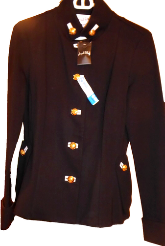 Blazer giacca corta Joseph Ribkoff stile militare Peplum con bottoni oro taglia US 4 - Foto 2 di 14