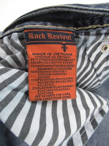 ROCK REVIVAL MUJER EASY CROP JEANS ETIQUETA TALLA 33 MEDIDA 37X24 1/2 #G393 - Imagen 8 de 8