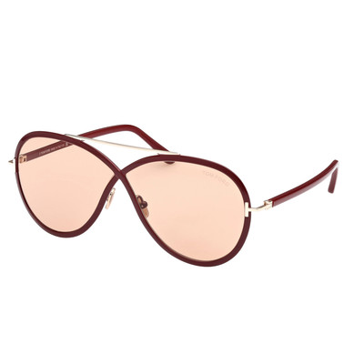 Tom Ford Sunglasses Women Shiny Burgundy Butterfly Light Brown FT1007 69E Rickie