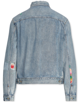 POLO RALPH LAUREN Men's Blue Distress Serape Patchwork Denim