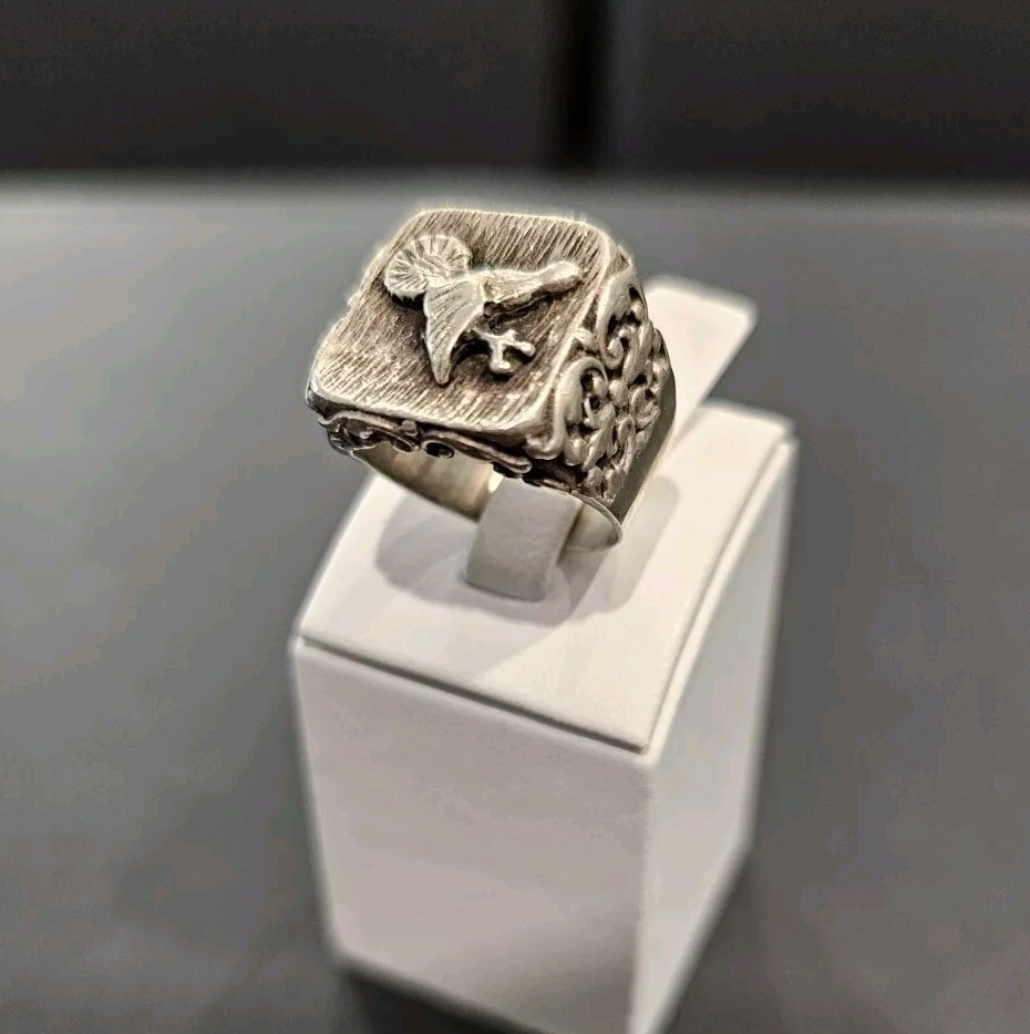 Chevalière Hommes Argent 925 Aigle Taille 57