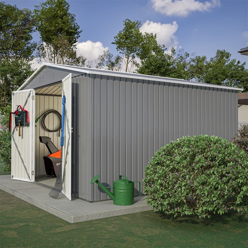 10 x 10 Ft Large Garden Outdoor Heavy Duty Metal Storage Shed Tool Shed House - Picture 30 of 62