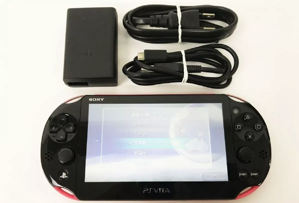 Used PS Vita Pink Black PCH 2000 ZA15 wiyh Charger Sony PlayStation Japan