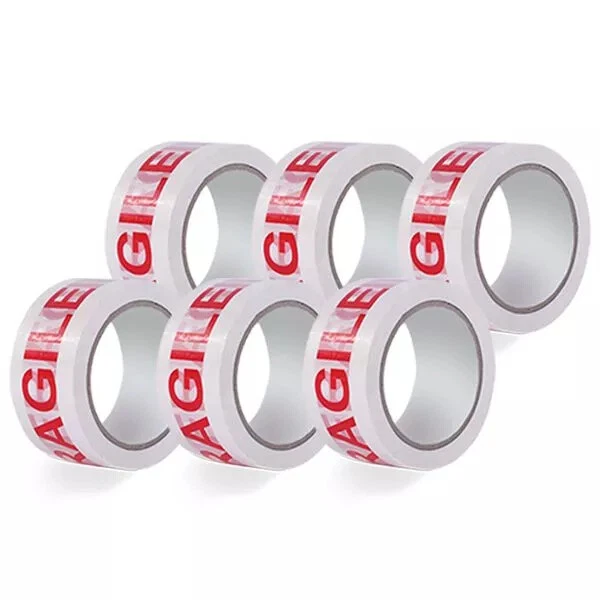 12x FRAGILE TAPE PARCEL PACKING PACKAGING ROLLS CARTON SEALING BOX 48MM X 66M
