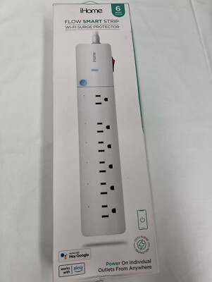 iHome 6 Outlet Flow Smart Wi Fi Surge Protector Works with Hey Google & Alexa