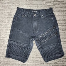 GS-115 Size 12 Boys Shorts Mid RIse Jean Zippers Black Denim
