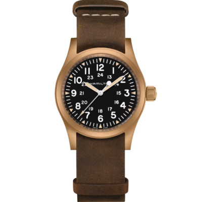 Hamilton Khaki Field Mechanical Black Dial Leather Round Men's Watch H69459530