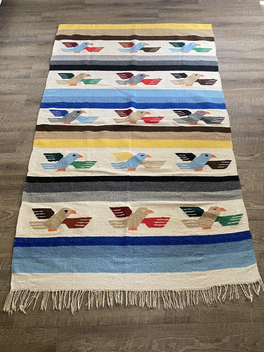 Zapotec Oaxaca Wall Hanging Rug Birds Wool Hand-Woven Native