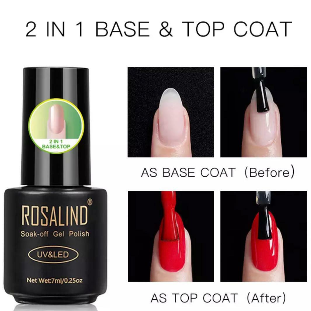 2in1 Nail TOP and BASE COAT Gel UV LED Soak Off Nails Protection