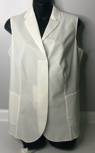 NWT Akris Anemone Semi-Sheer Cotton White Blouse/Vest Size 12