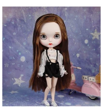 Blythe doll Make up Dudu mouth Brown long hair from Factory Joint Body 12"