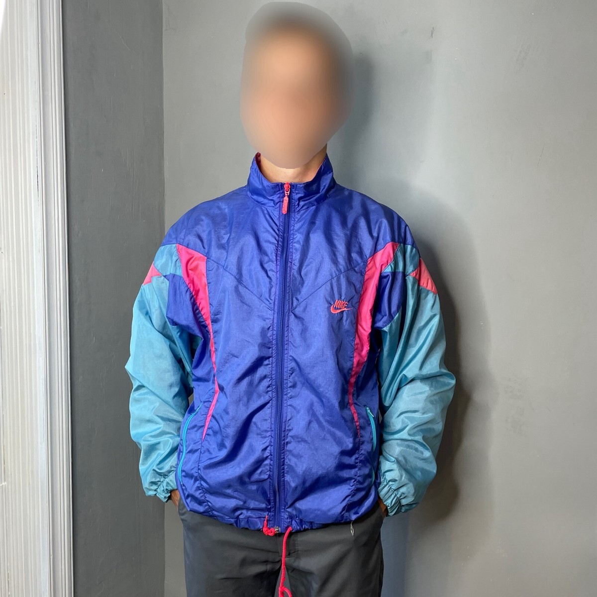 Nike Vintage Late 80's Men's Colorful Nylon FullZip Track Nike Vintage Late 80's Men's Colorful Nylon FullZip Track