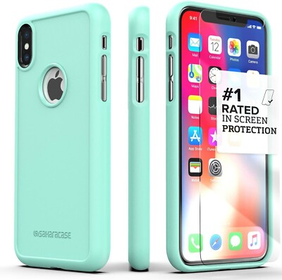 iPhone X Case, SaharaCase Protection Kit W/ZeroDamage Screen Protector Aqua Blue