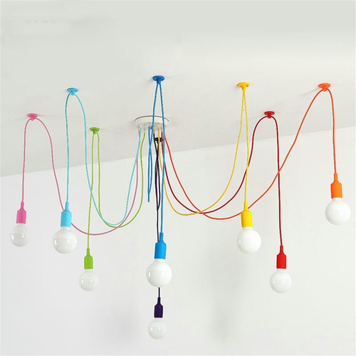 Colorful Siliconce Spider Shaped Ceiling Pendant Home Light Home Decor 6 Heads - Picture 4 of 6