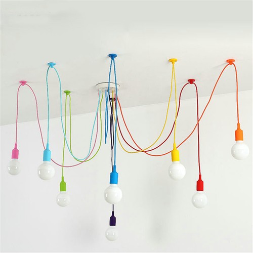 Siliconce Spider Shaped Ceiling Pendant Home Light Home Decor 6 Heads Colorful  - Picture 1 of 6