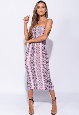 bandeau bodycon mauve bodycon midi dress