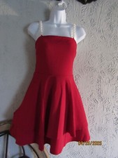 City Studios nwt sz 3/4 ravishing red fit flare dress pearl straps tulle slip