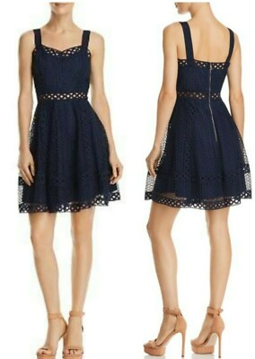AQUA SEXY  CHIC  CIRCLE  LACE  FIT AND FLARE  OVERLAY DRESS   Sz  L   NWT  $ 118