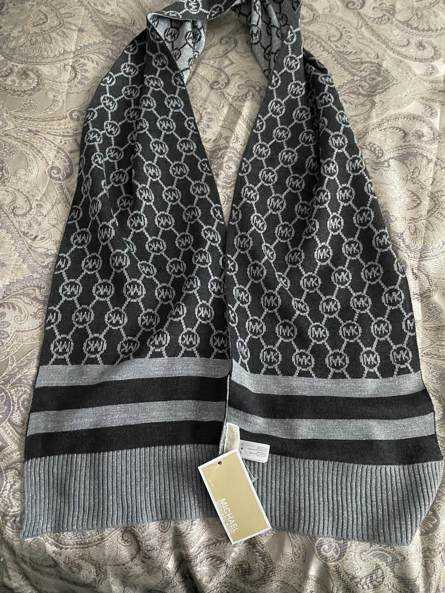 New Michael Kors Fine Woven MK Gray Heather With Metallic Color Ladies Scarf