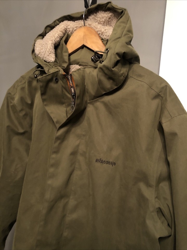 Men’s AYACUCHO Green Hooded Insulated Parka Jacket Outdoor Raincoat Sz