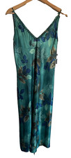 VTG Women's M Green Dark Botanical Slip Dress Y2K Fairy Whimsigoth