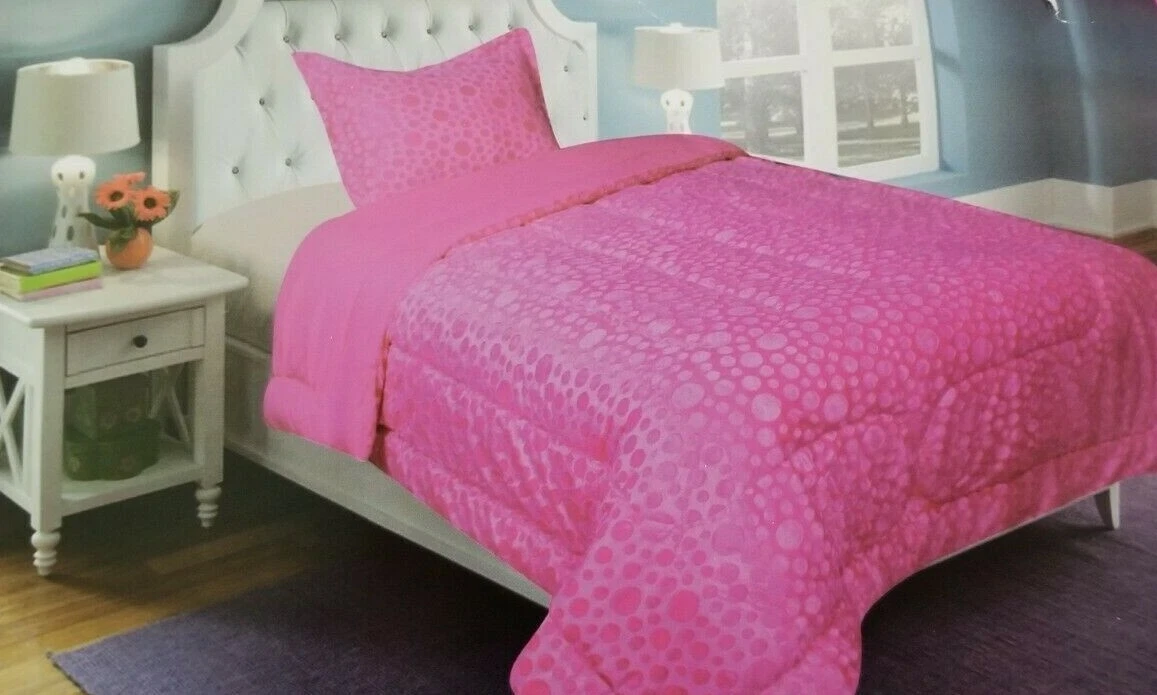 2 pc Fun Mink Hot Pink Twin Comforter Sham Set NIP