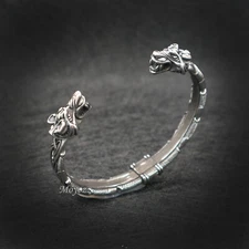 Mens Norse Viking Arm Ring Fenrir Wolf Head Cuff Bangle Bracelet For Men Gift