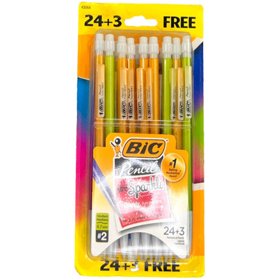 NEW, Bic Xtra Sparkle Mechanical Pencils , 27 Pack, #2 Lead, #0027