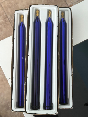 6  12 in Vintage Blue/Purple Mercury Glass Roman Inc Candlesticks with Gold Tips - Afbeelding 1 van 13